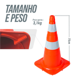 Cone de sinalização de trânsito flexível (emborrachado) refletivo 75cm NBR