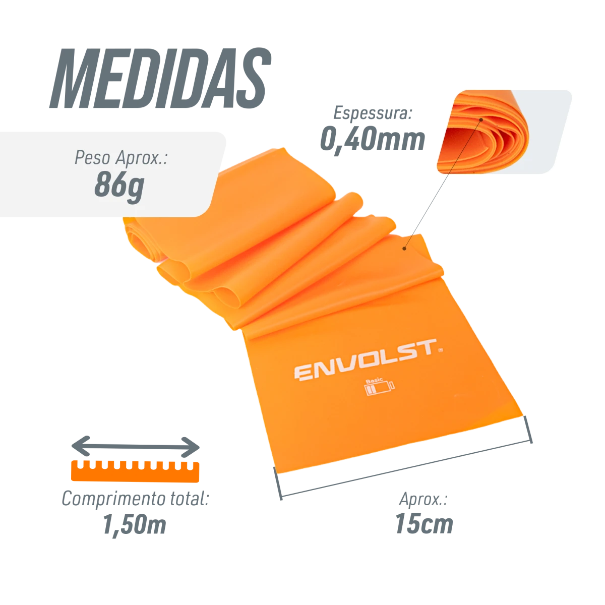 Faixa Elástica Band 1,50m Intensidade Basic Envolst