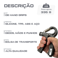 Kit para exercícios de fortalecimento de dedos, mãos e punho Envolst - Cor: Preto