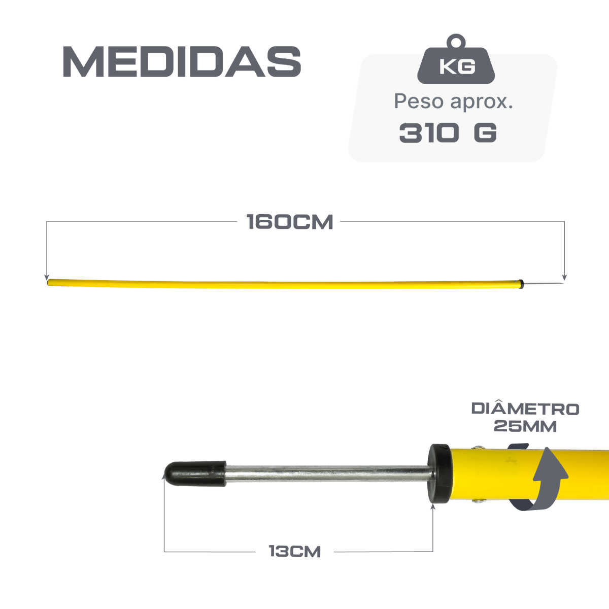 Baliza (slalom) com estaca simples fixa (sem mola) com ponta metálica Velden