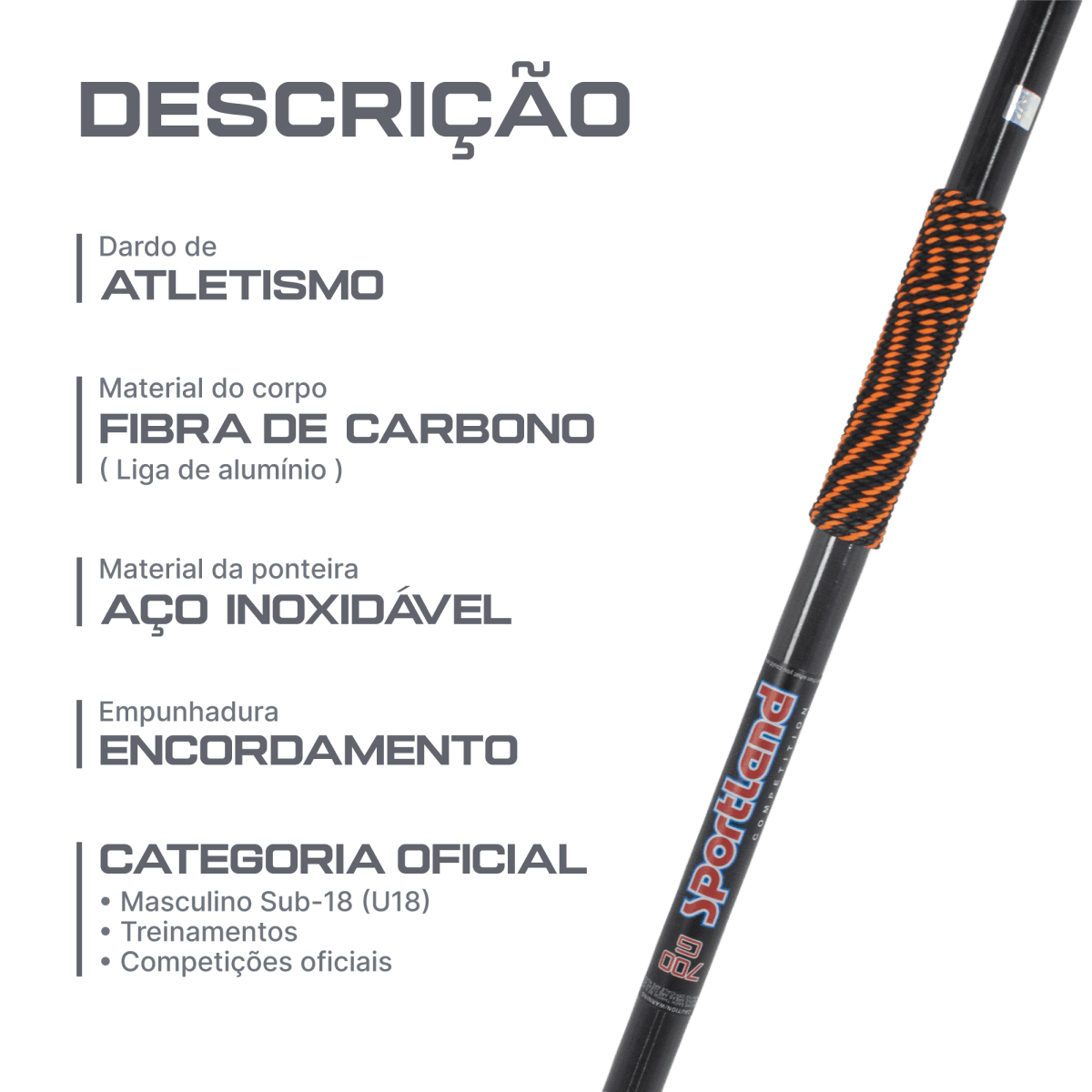 Dardo de atletismo de fibra de carbono 700g WA-IAAF Sportland