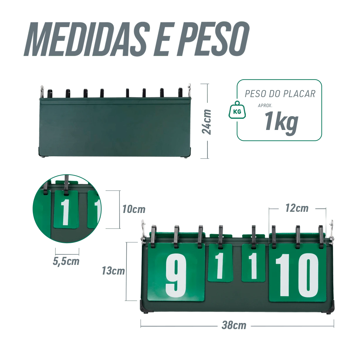 Placar de mesa estrutura metálica para pontuação e sets Pista e Campo