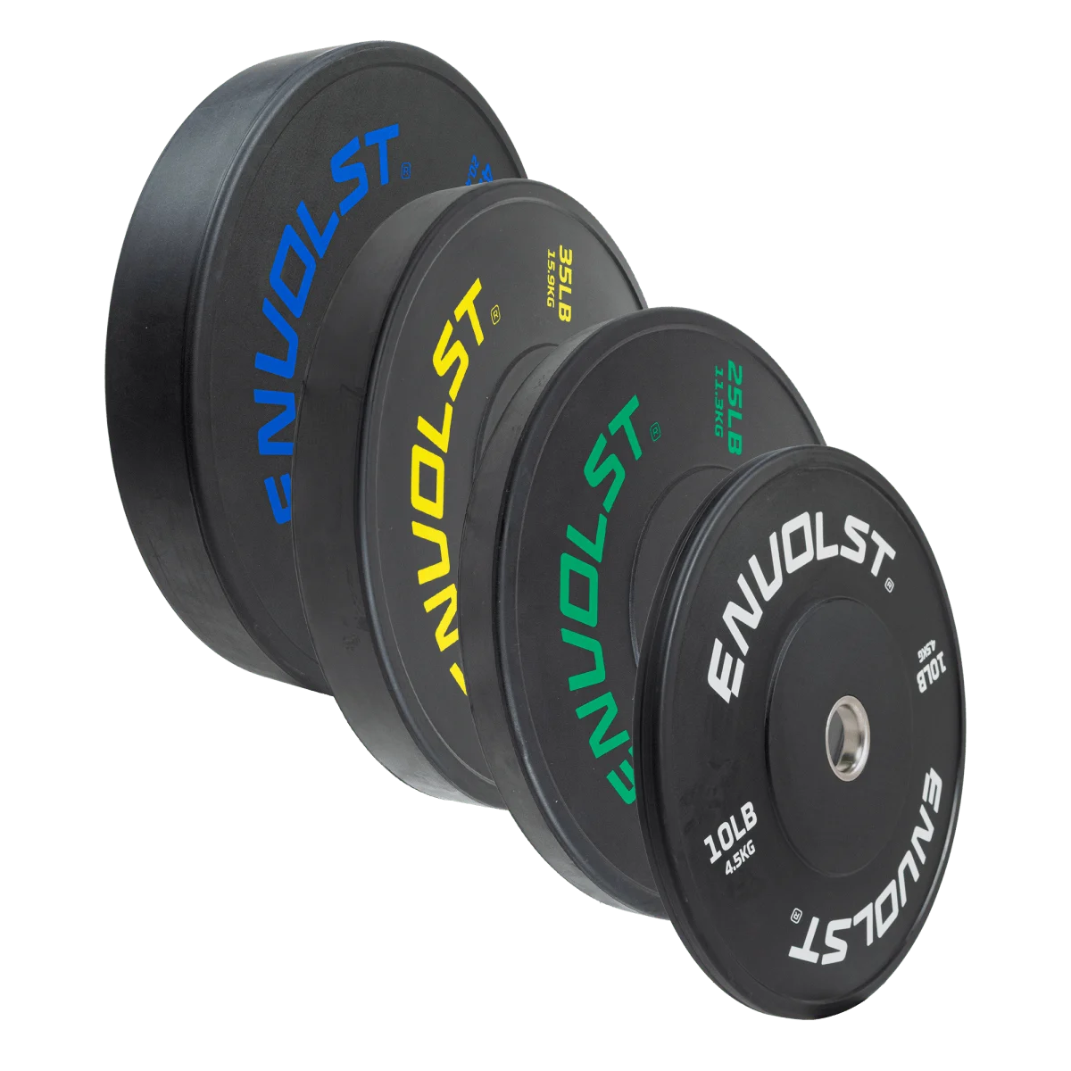 Kit 230Lb Anilhas Olímpicas Bumper Padrão IWF em Libras Envolst