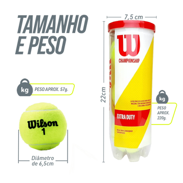 Bola de Tênis Wilson Championship Extra Duty Tubo 3un