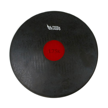 Disco de atletismo de borracha preto com centro colorido 1,75kg Pista e Campo