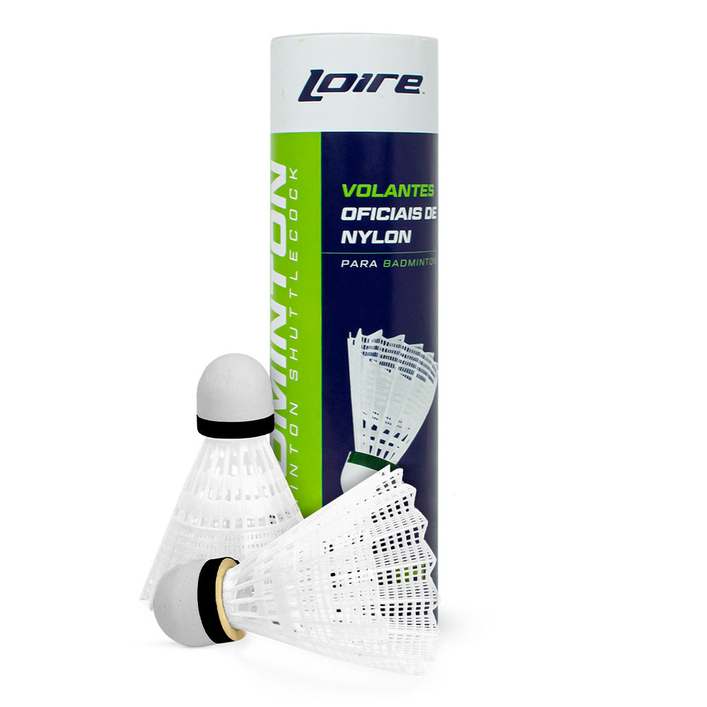 Volante peteca de badminton de nylon Loire - tubo com 06 und