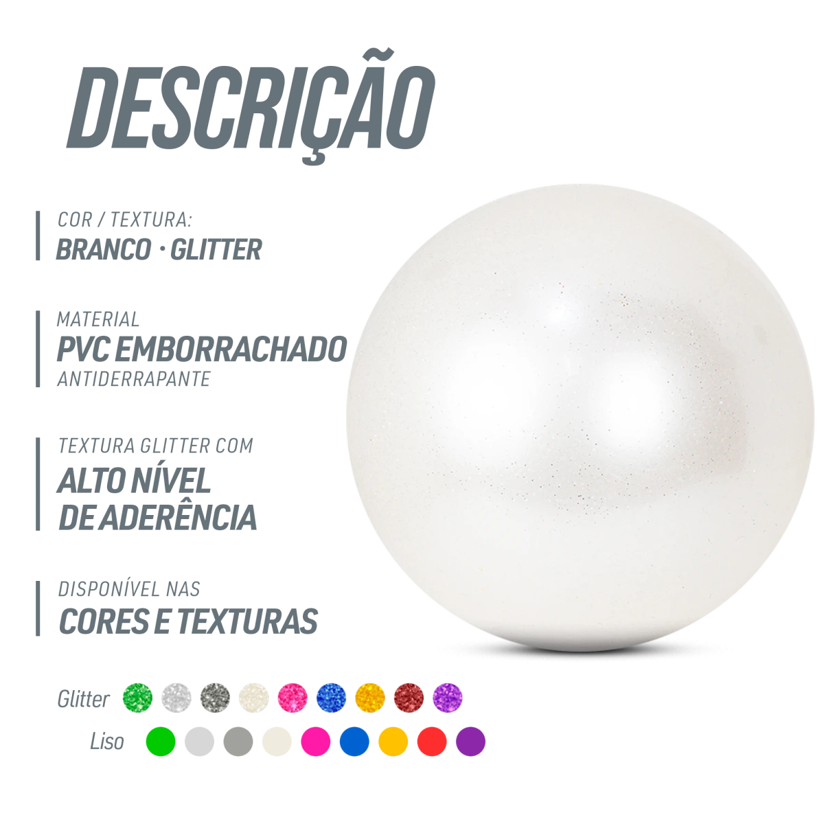 Bola Ginástica Rítmica Oficial 300g Glitter Gracios - Roxo