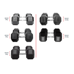 Kit Halteres Sextavados Emborrachados Pegada Cromada Envolst - Pares 10 a 40Kg