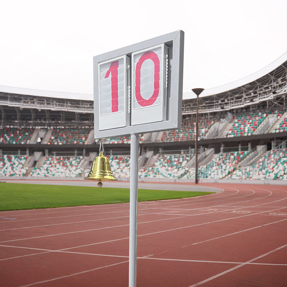 Placar de voltas com dois dígitos e sino para atletismo Pista e Campo