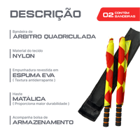 Bandeira xadrez de árbitro auxiliar de futebol com cabo metálico Velden - Par