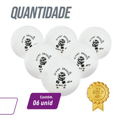 Bolinha de tênis de mesa 2 estrelas Gold Giant Dragon - cnj com 6 und - BRANCA