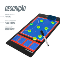 Prancheta tática magnética dupla face com caneta para treinamento de Futsal Pista e Campo