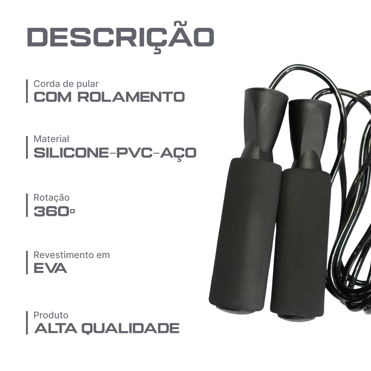 Corda de pular de PVC 4mm com rolamento Envolst