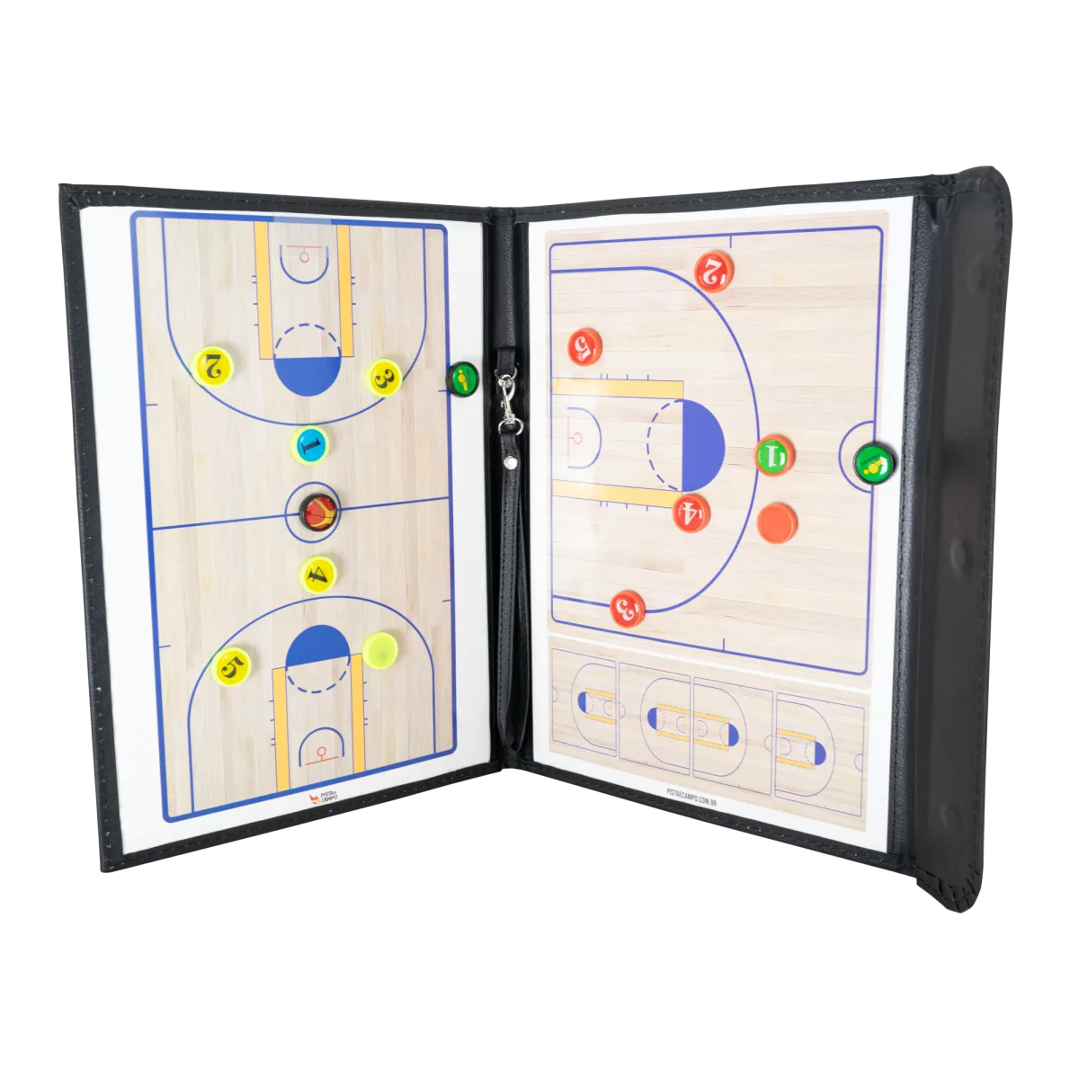 Prancheta tática magnética com caneta para treinamento de basquete Pista e Campo - Modelo pasta preta