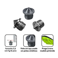 100 Pregos para sapatilha de atletismo 3,2mm Pirâmide Pista e Campo
