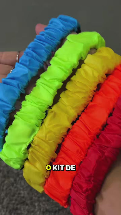 Stories de Fita de poliester com velcro para recreação corrida coletiva Neofun - cnj com 5 und - Cores Variadas