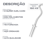 Barra W Super Curl Olímpica 1,20 m Hard Chrome Envolst