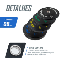 Kit 100kg Anilhas Olímpicas Bumpers Padrão IWF Envolst