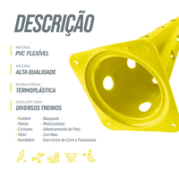 Cone plástico de agilidade furado 50cm Velden - Amarelo