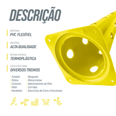 Cone plástico de agilidade furado 50cm Velden - Amarelo