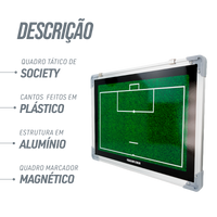 Quadro tático magnético de alumínio com acessórios 45x30 Pista e Campo - Futebol Society