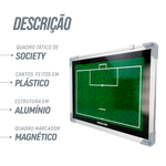 Quadro tático magnético de alumínio com acessórios 45x30 Pista e Campo - Futebol Society