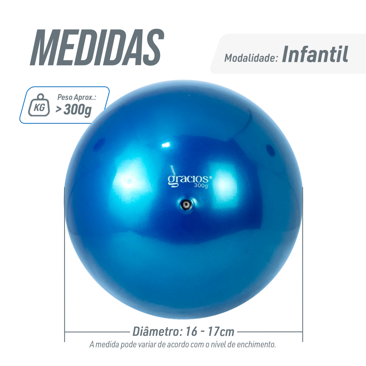 Bola Ginástica Rítmica Oficial 300g Gracios - Prata