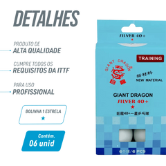 Bolinha de tênis de mesa 1 estrela Silver Giant Dragon - cnj com 6 und - BRANCA