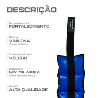 Tornozeleira caneleira em vinilona azul profissional 5kg Envolst - par