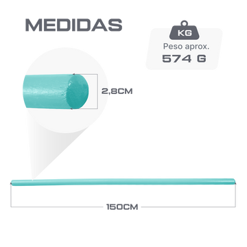 Bastão calistênico de madeira colorido 1,50m Envolst