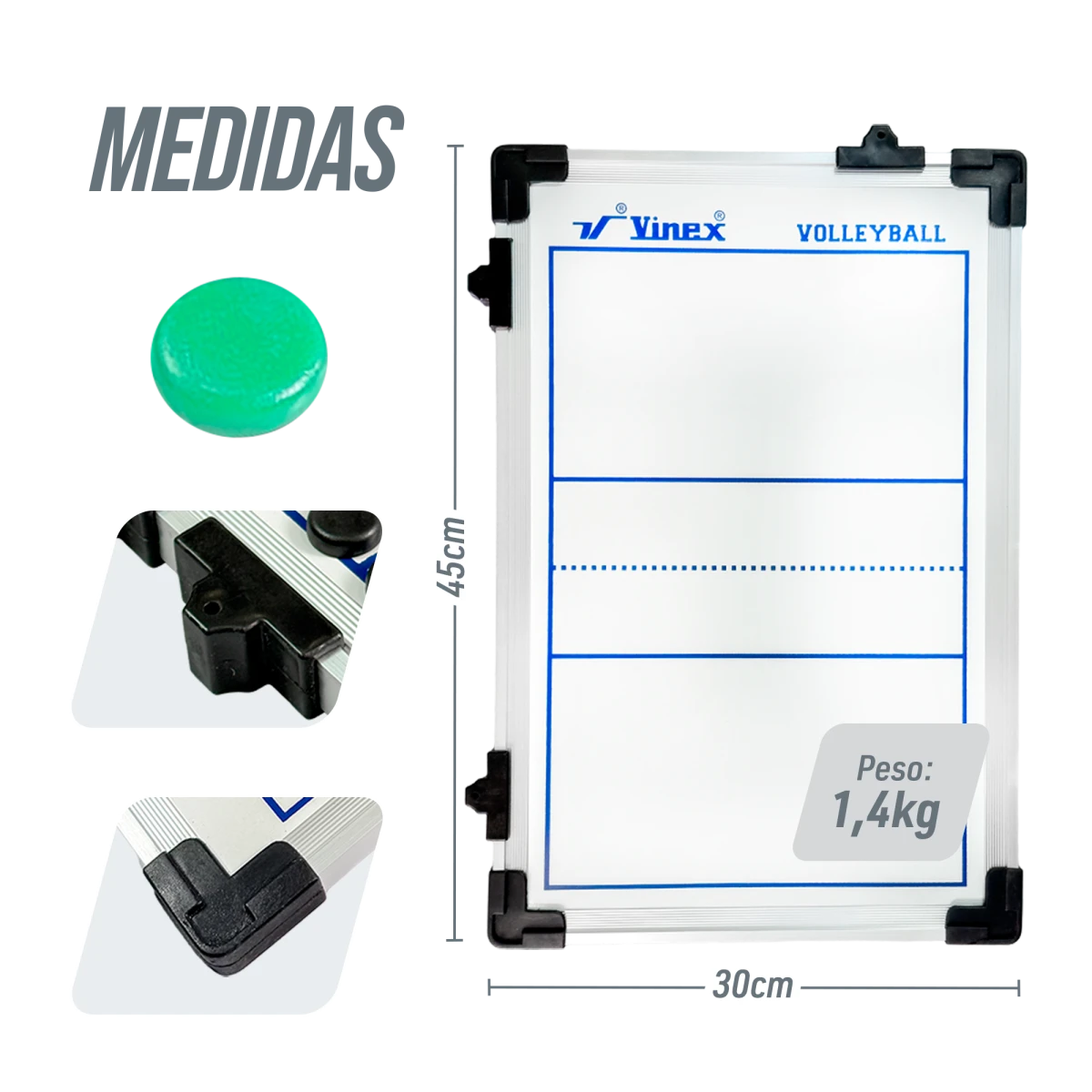 Quadro tático para treinamento esportivo volei 45x30cm Vinex