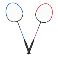 Kit de badminton com 04 raquetes de aço, 02 volantes, postes de aço e rede Loire