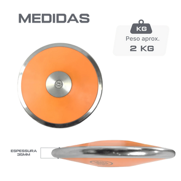 Disco de Lançamento 2kg em Aço e ABS Iniciante WA-IAAF Vinex