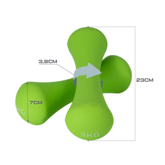 Conjunto 6 Halteres Neoprene 1, 2 e 3kg e Suporte Envolst