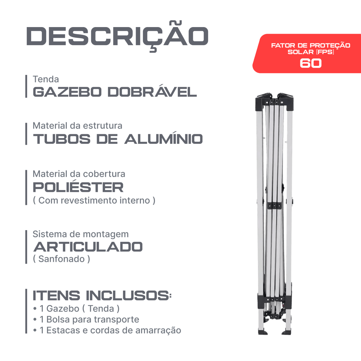 Tenda gazebo dobrável sanfonada de alumínio 3m x 3m Bel Bege
