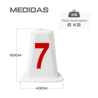 Indicador de raias de plástico ABS com 50cm Pista e Campo - cnj com 8 und (1-8)
