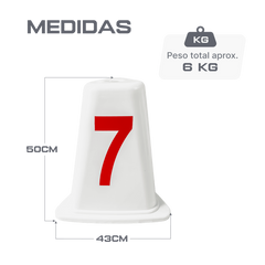Indicador de raias de plástico ABS com 50cm Pista e Campo - cnj com 8 und (1-8)