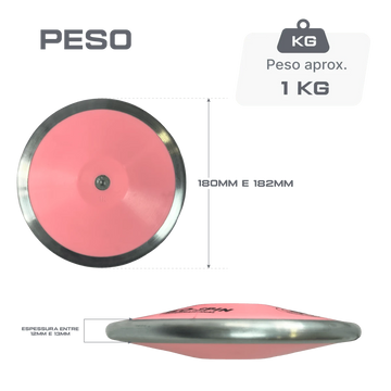 Disco de Atletismo 1kg Oficial WA - IAAF Aço e ABS ATE