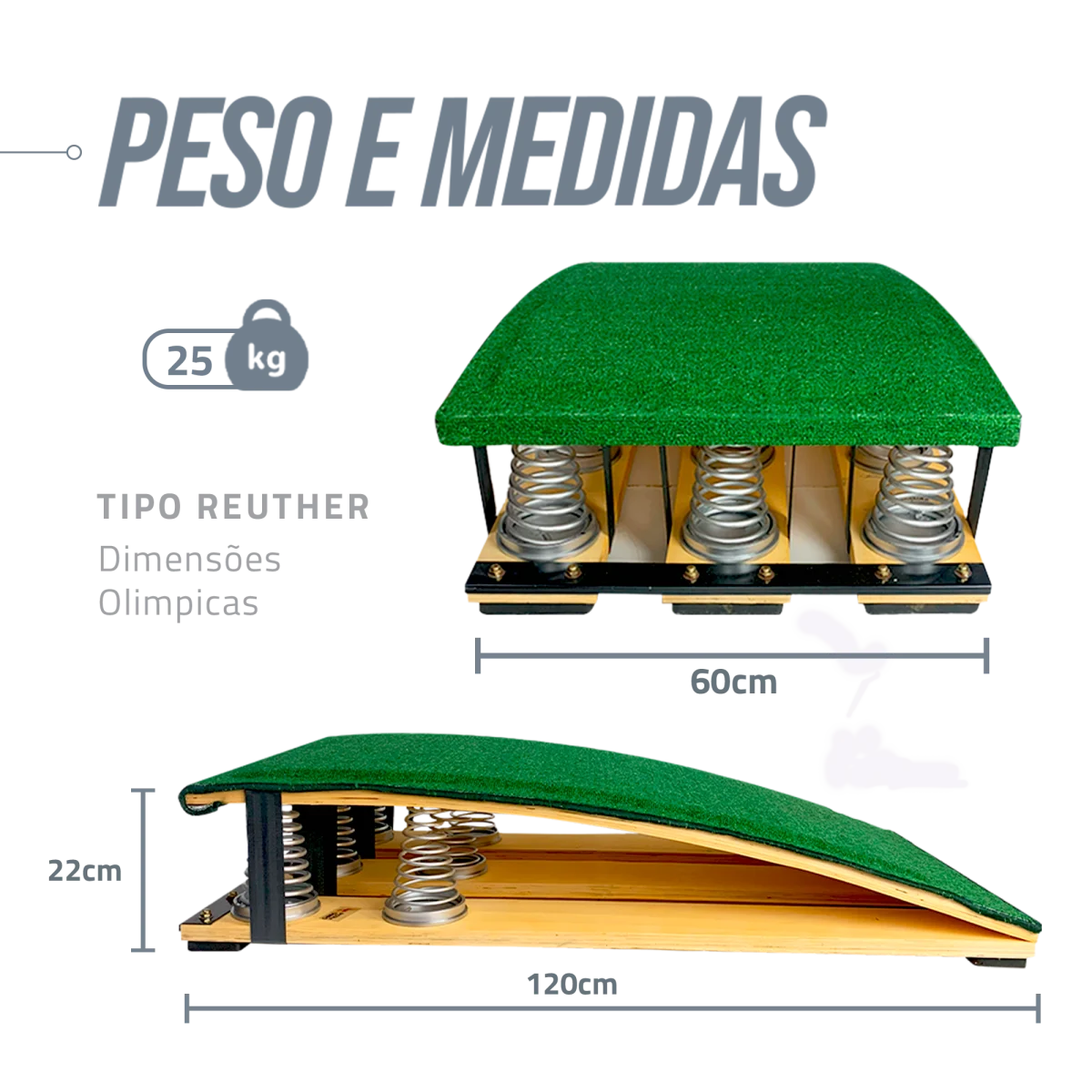Equipamento para ginástica (trampolim) tipo reuther com 6 molas Gracios