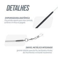  Estilete Ginástica Rítmica Fibra Vidro 50cm Branco Gracios - Empunhadura Preta