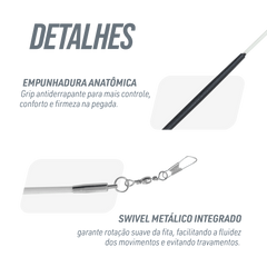  Estilete Ginástica Rítmica Fibra Vidro 50cm Branco Gracios - Empunhadura Preta