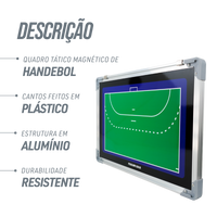 Quadro tático magnético de alumínio com acessórios 45x30 Pista e Campo - Handebol