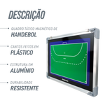 Quadro tático magnético de alumínio com acessórios 45x30 Pista e Campo - Handebol
