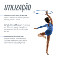 Arco de ginástica rítmica bambolê em espiral 60cm de diâmetro Gracios - Azul e Branco
