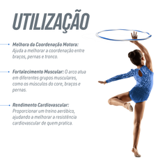 Arco de ginástica rítmica bambolê em espiral 60cm de diâmetro Gracios - Azul e Branco