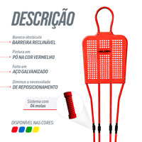 Boneco barreira para treinamento de falta no futebol de aço reclinável premium Velden - Vermelho