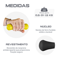 Conjunto 6 Halteres Neoprene 0,5 1 e 1,5kg e Suporte Envolst