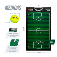 Prancheta tática magnética com caneta para treinamento de futebol Pista e Campo