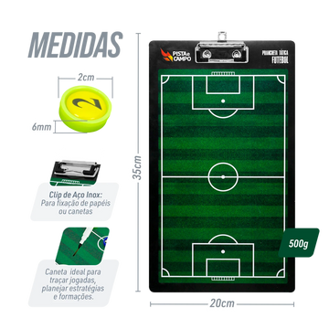 Prancheta Tática Magnética Futebol de Campo Dupla Face Velden