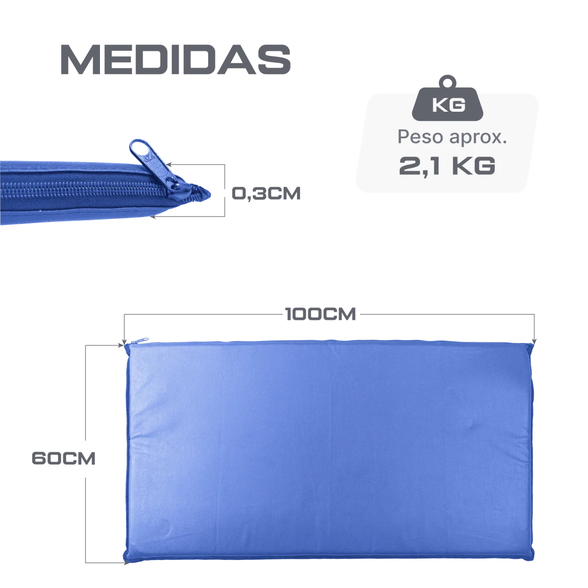 Colchonete de ginástica Espuma Aglomerada 1,00 x 0,60 x 0,03m premium Envolst - Azul